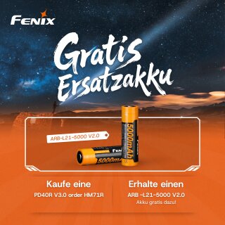 Fenix HM71R LED Stirnlampe + 1 Fenix ARB-L21-5000 V2.0 Akku
