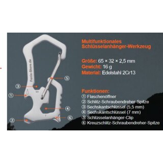 Fenix Mehrzweck Edelstahl Karabiner 6 in 1