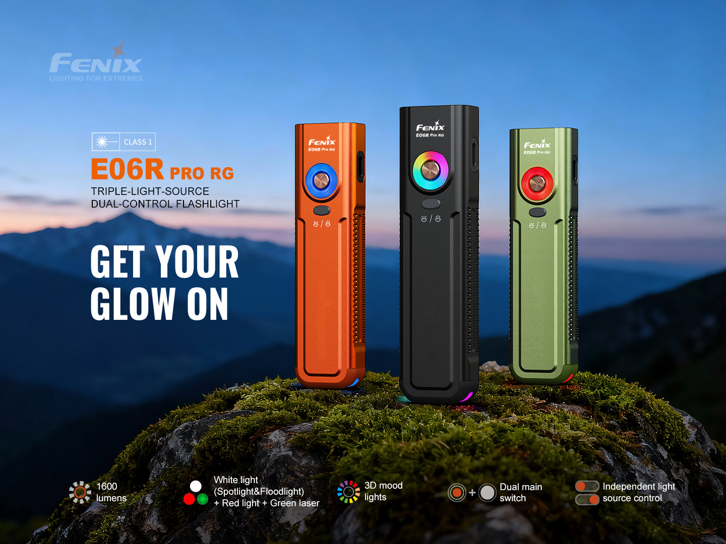 Fenix E06R Pro RG Taschenlampe Weißes+Rotes Licht+grüner Laser